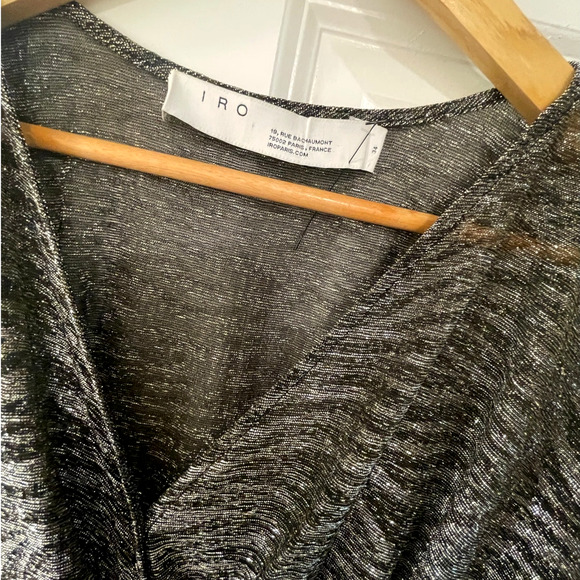 IRO 2 Volsun DISCO Metallic Midi Dress $425 Sheer Zebra Wrap Sparkly Glitter - Picture 6 of 16